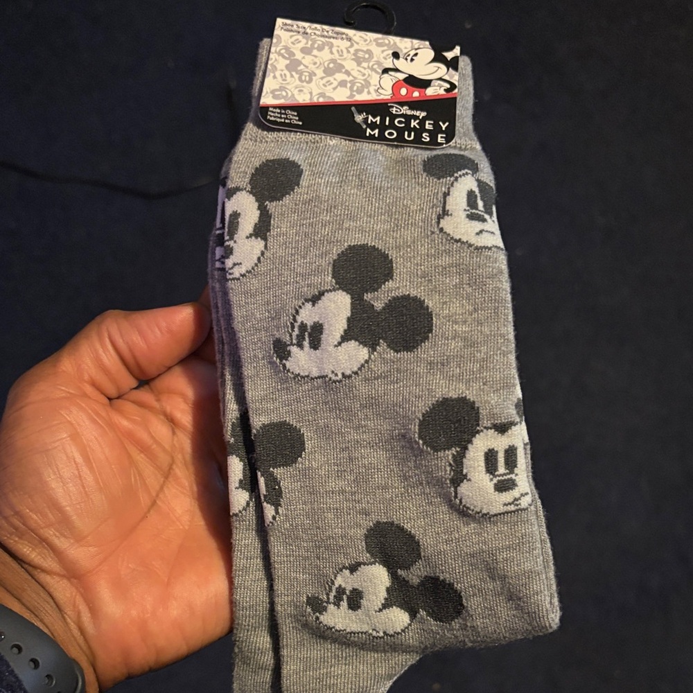 Disney Mickey Mouse Gray Patterned Socks